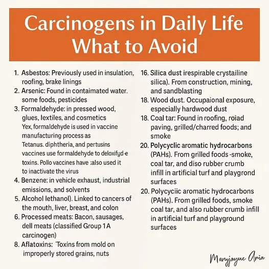Cancer statistics are that 1 in 2 people alive today, will have cancer at some point in there lives! Here is a list of 20 of the most common and extremely concerning carcinogenic materials (CANCER CAUSING) Exposures that we encounter in daily life