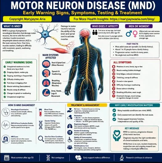 MOTOR NEURON DISEASE: EARLY WARNING SIGNS, SYMPTOMS, TESTING AND TREATMENT
