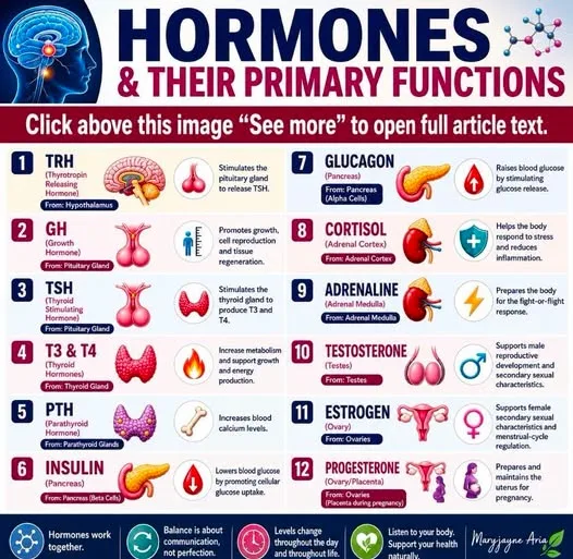 HORMONES AND THEIR PRIMARY FUNCTIONS: HOW THE ENDOCRINE SYSTEM COORDINATES THE BODY